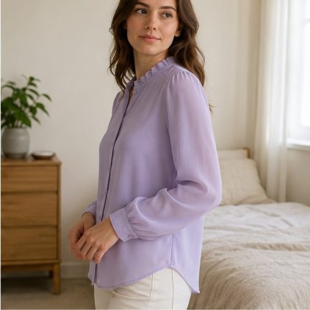 Lilac Ruffle Collar Blouse - Picture 3 of 6